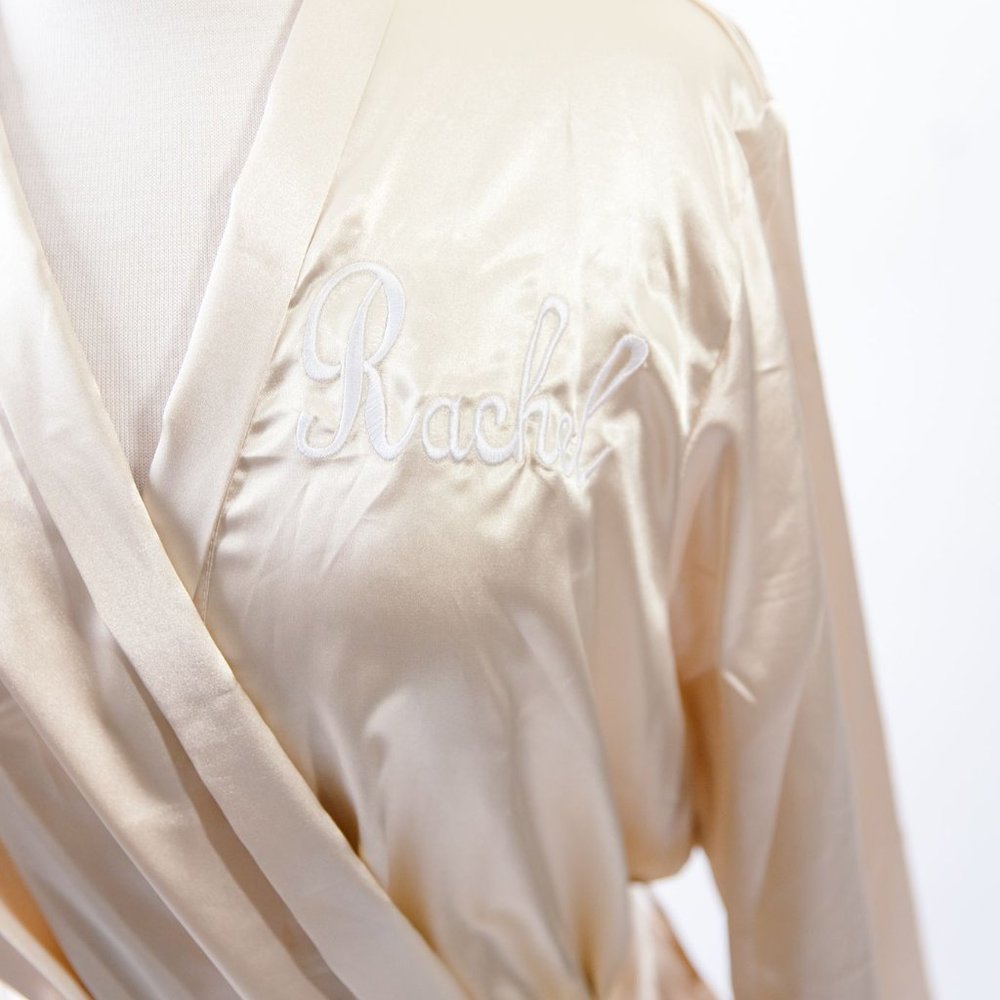 Leisureland “RACHEL” Monogram Satin Robe - Picture 2 of 6
